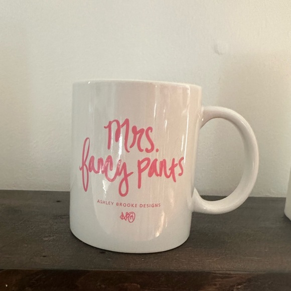 EUC Ashley Brooke Designs Mrs. Fancy Pants Mug Pink/White - Picture 1 of 4